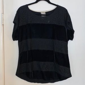 Anthropologie Dolan Velvet & Lace Striped Shirt